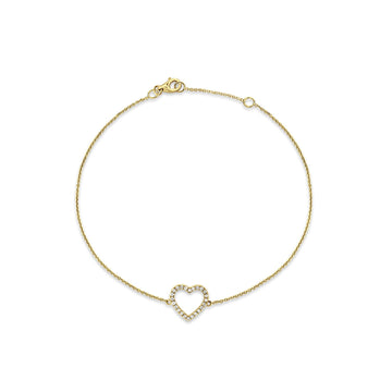 Diamond Heart Bracelet 14K Yellow Gold 0.13ct Wholesale
